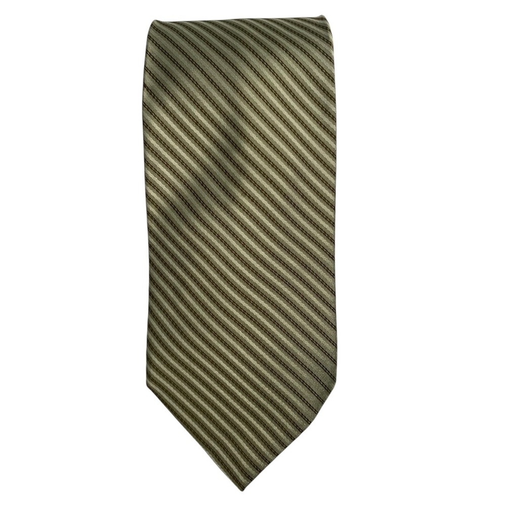 City of London Men's Necktie Olive Green Striped‎ 100% Silk Business Formal A20Q